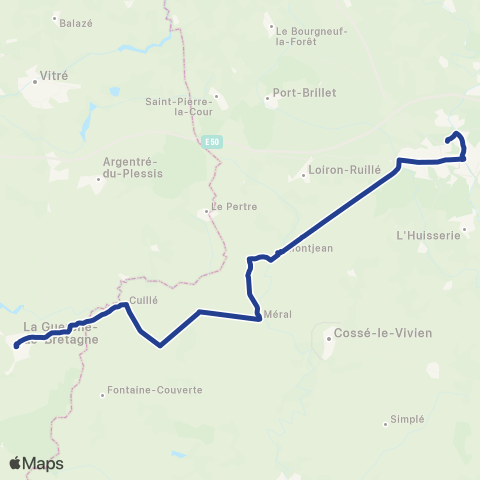 Aléop Mayenne La Guerche-de-Bretagne - Montjean - Laval map
