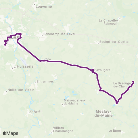 Aléop Mayenne Sablé-s/-Sarthe - Meslay-du-Maine - Laval / A la demande map