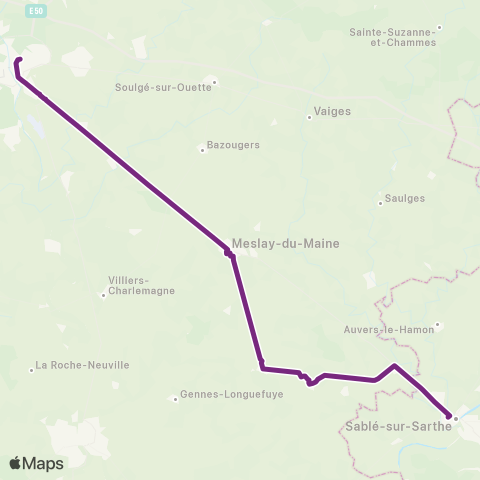 Aléop Mayenne Sablé-s/-Sarthe - Meslay-du-Maine - Laval map