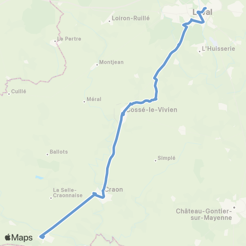 Aléop Mayenne Châteaubriant - Craon - Cossé-le-Vivien - Laval map