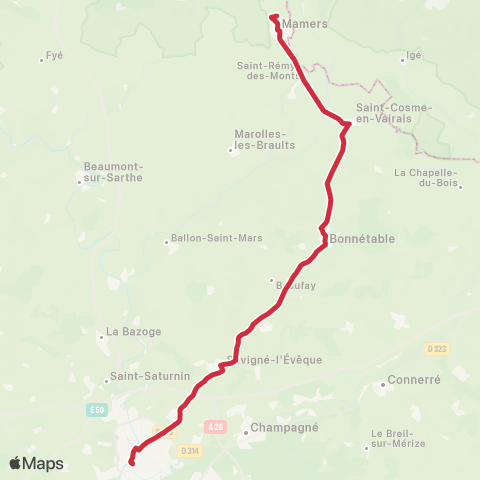 Aléop Sarthe Mamers - Le Mans map