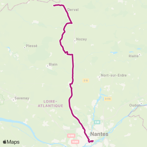 Aléop Loire-Atlantique Derval - Nantes map
