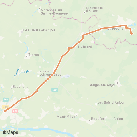 Aléop Maine-et-Loire Angers - Seiches - La Flèche map