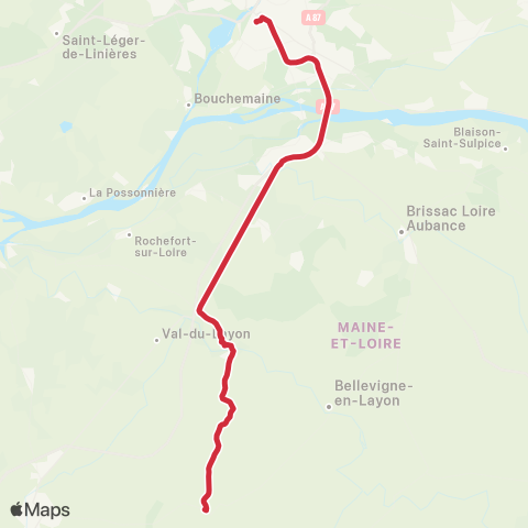 Aléop Maine-et-Loire Angers - Beaulieu-sur-Layon - Valanjou map