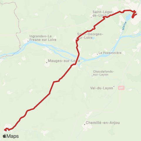 Aléop Maine-et-Loire Angers - Chalonnes-sur-Loire - Beaupréau map