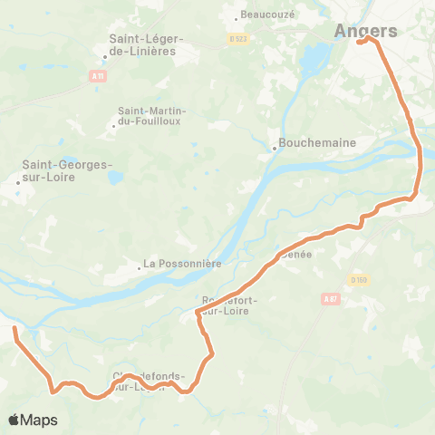 Aléop Maine-et-Loire Angers - Chalonnes-sur-Loire map