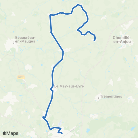 Aléop Maine-et-Loire Cholet - La Jubaudière - Jallais - Le-Pin-en-Mauges - La Chapelle-Rousselin map