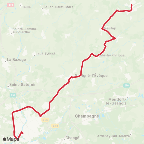 Aléop Sarthe Mamers - Le Mans map
