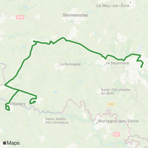Aléop Maine-et-Loire Sèvremoine (Le Longeron) - Torfou - Cholet map