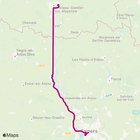 Aléop Maine-et-Loire EXPRESS Angers / Le Lion-d’Angers / Azé map