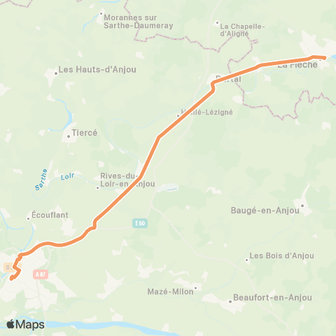 Aléop Maine-et-Loire EXPRESS Angers / Seiches / La Flèche map