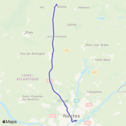 Aléop Loire-Atlantique Nozay / Nantes Express map