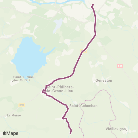 Aléop Loire-Atlantique St-Philbert-de-Grand-Lieu / Nantes Express map