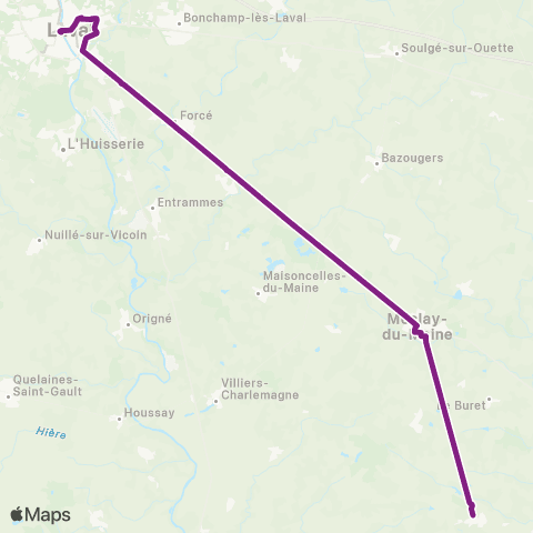 Aléop Mayenne Meslay-du-Maine / Laval Express map