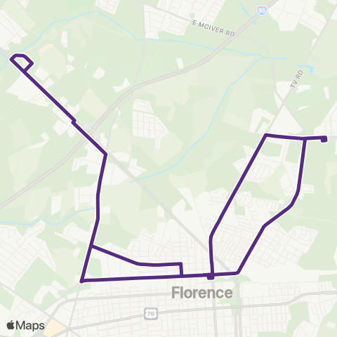 Pee Dee RTA Florence Route 2 map