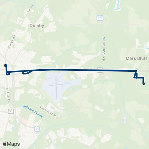 Pee Dee RTA Florence Route 7 Marion to Florence map