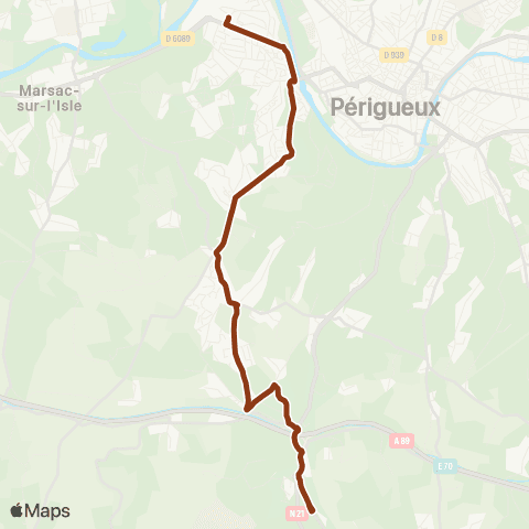 Péribus Ligne S13 map