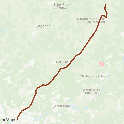 Péribus Ligne S22 map