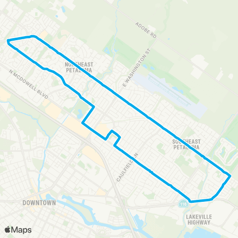 Petaluma Transit East Petaluma Clockwise map