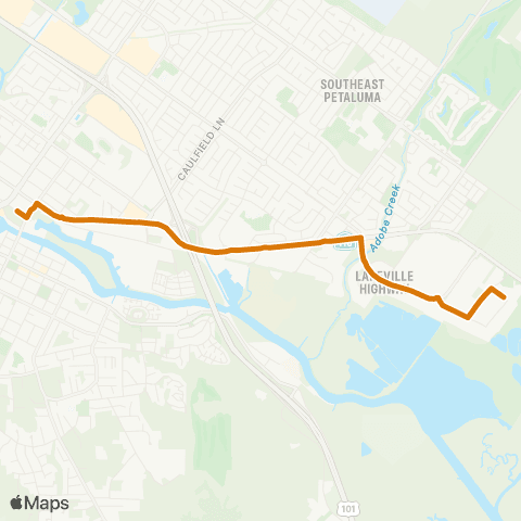 Petaluma Transit SMART - Lakeville - Kaiser Hospital map