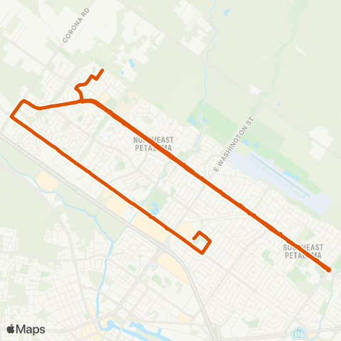 Petaluma Transit Kenilworth Junior High & Casa Grande High map