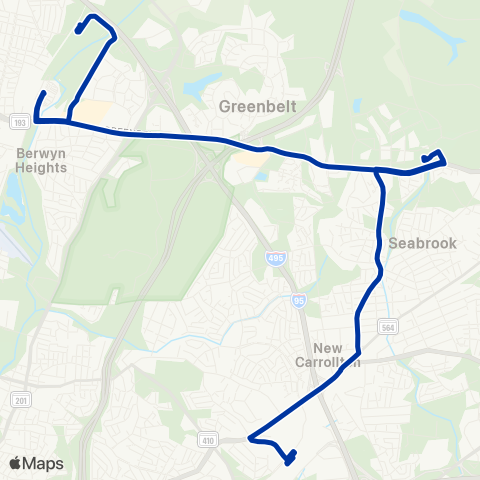 TheBus Greenbelt - New Carrollton Ltd Stop map