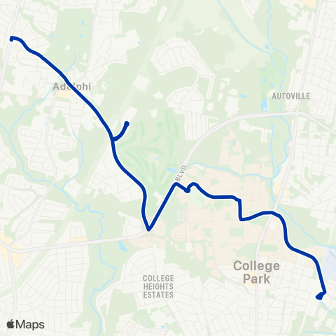 TheBus College Park - Adelphi map