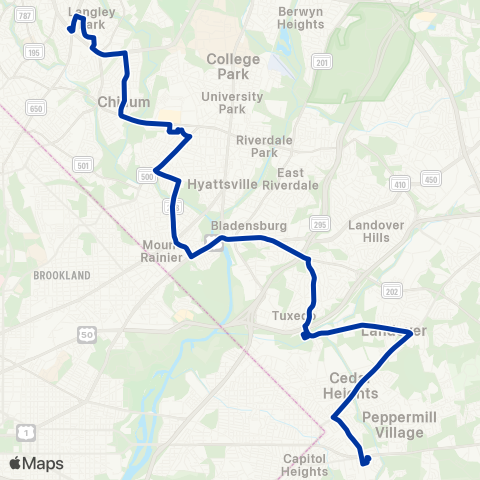 TheBus Takoma Langley - Addison Rd map