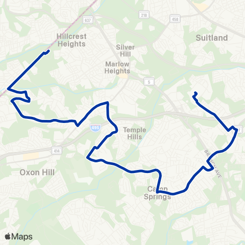 TheBus Southern Ave - Branch Ave map