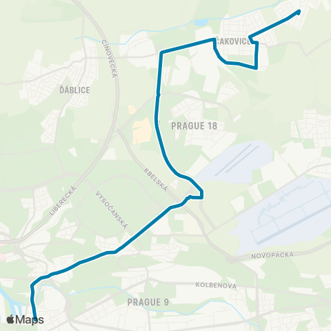 PID Palmovka - Letňany - Čakovice - Miškovice map