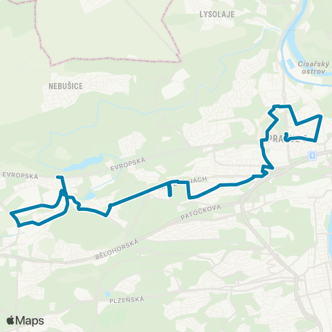 PID Dejvická - Divoká Šárka map