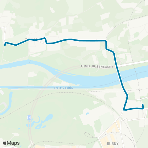 PID Nádraží Holešovice - Zoo Praha-Troja map