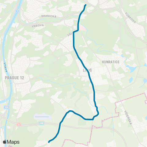 PID Kačerov - Sídliště Písnice - Písnice - Točná map