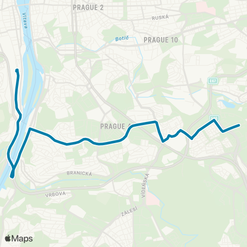 PID Smíchovské Nádraží - Depo Kačerov - Sídliště Spořilov map