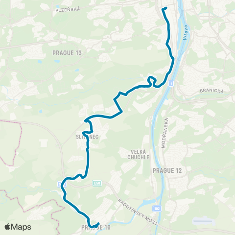 PID Na Knížecí - Pod Lochkovem / Nádraží Radotín map