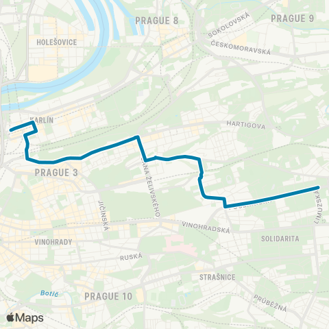 PID Florenc - Sídliště Malešice map