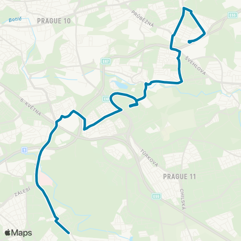 PID Ústavy Akademie Věd - Sídliště Spořilov - Skalka - Sídliště Skalka map