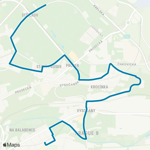 PID Českomoravská - Poliklinika Prosek - Novoborská map