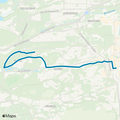 PID Na Knížecí - Nemocnice Na Homolce map