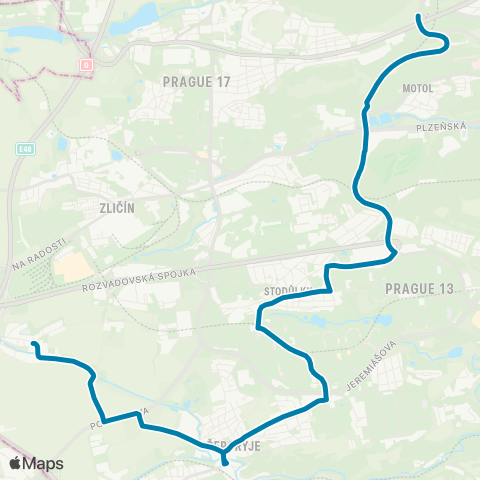 PID Kukulova - Luka - Řeporyjské Náměstí - Třebonice map