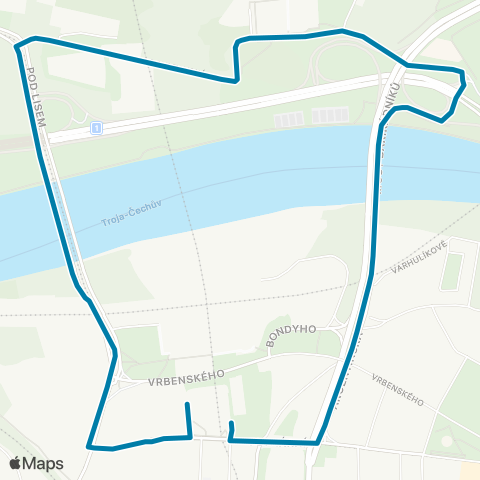 PID Nádraží Holešovice - Pelc-Tyrolka - Nádraží Holešovice map