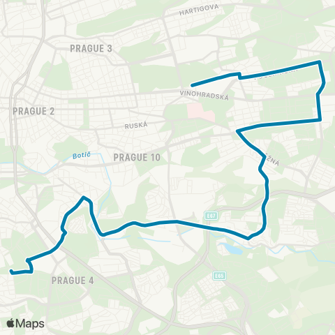 PID Želivského - Kavčí Hory map