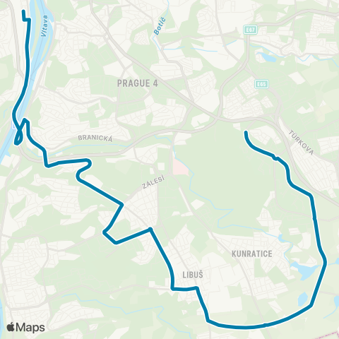 PID Smíchovské Nádraží - Sídliště Písnice - Roztyly map