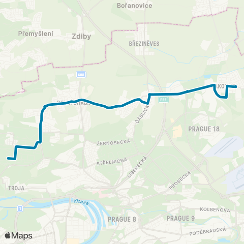 PID Poliklinika Mazurská - Čakovice map