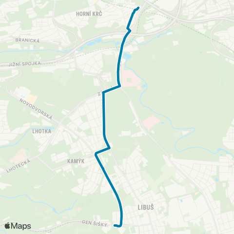 PID Kačerov - Sídliště Libuš map