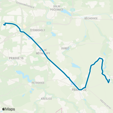 PID Depo Hostivař - Sídliště Uhříněves - Královice map