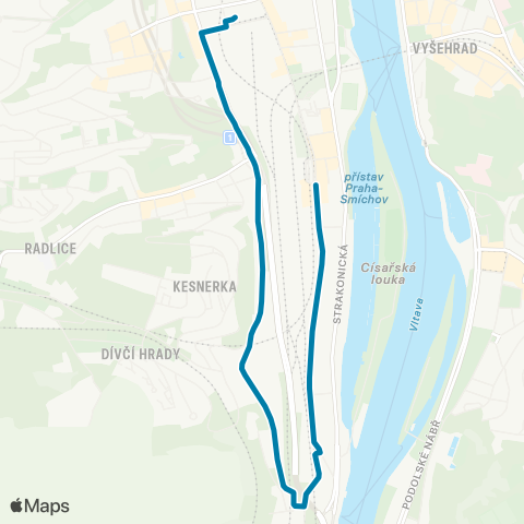 PID Na Knížecí - Pod Děvínem - Smíchovské Nádraží map