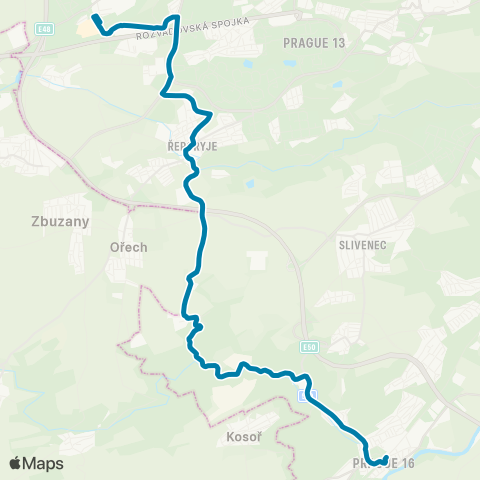 PID Zličín - Obchodní Centrum Sárská - Poliklinika Modřany map