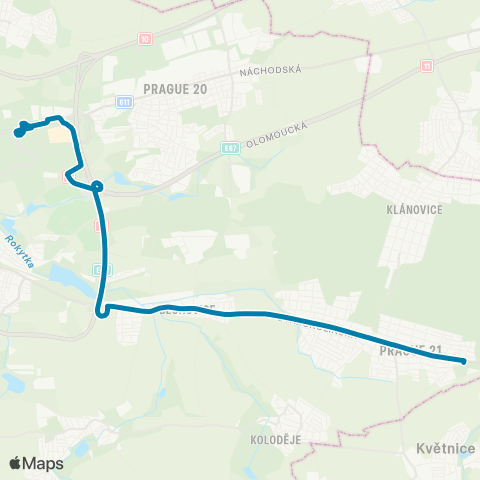PID Černý Most - Sídliště Rohožník map