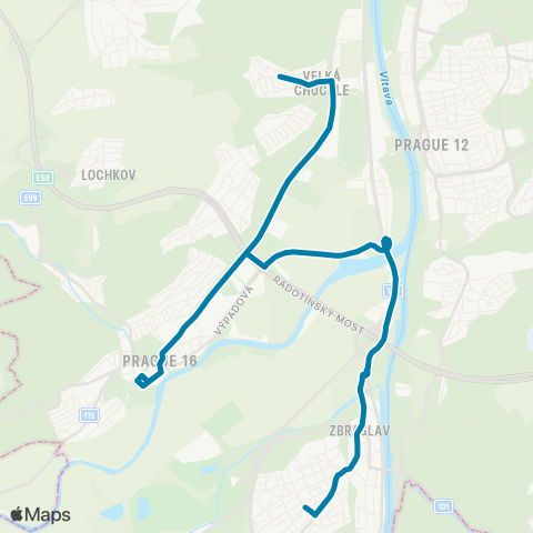 PID Sídliště Zbraslav - Velká Chuchle map